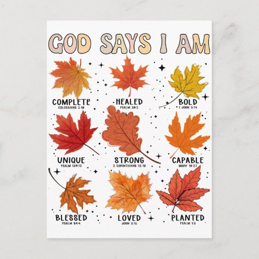 God zegt dat ik de herfstoogst van de herfst ben, briefkaart (Voorkant)