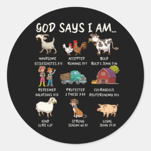 God zegt dat ik dieren bijbel vers boer landbouw c ronde sticker
