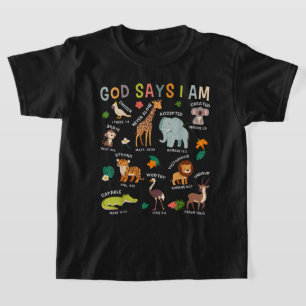 God zegt dat ik dierentuin dieren peuter bijbelver t-shirt
