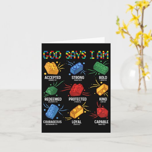 God Zegt Dat Ik Een Bakstenen Meester Bouwer Blok Kaart (Gele Bloem)