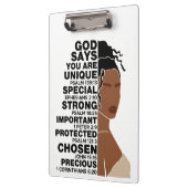 God zegt dat ik een mooie zwarte koningin melanine klembord (Links)