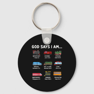 God Zegt Dat Ik Een Trein T-Shirt Ben Christelijke Sleutelhanger