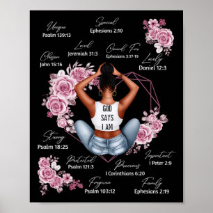 God zegt dat ik Melanine Black History Maand Afrik Poster