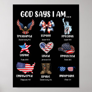 God zegt dat ik op 4 juli Christelijk Patriottisch Poster