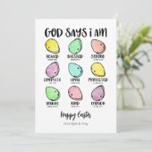 God zegt dat ik paasei bijbel vers Motivatie ben Feestdagenkaart (Staand voorkant)