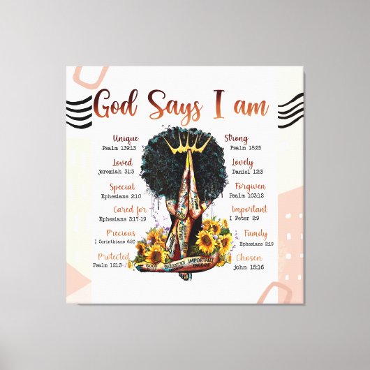 God zegt dat ik zwarte Christelijke vrouwen ben Me Canvas Afdruk (Voorkant)