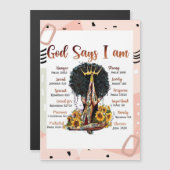 God zegt dat ik zwarte Christelijke vrouwen ben Me Magnetische Uitnodiging (Voorkant / Achterkant)