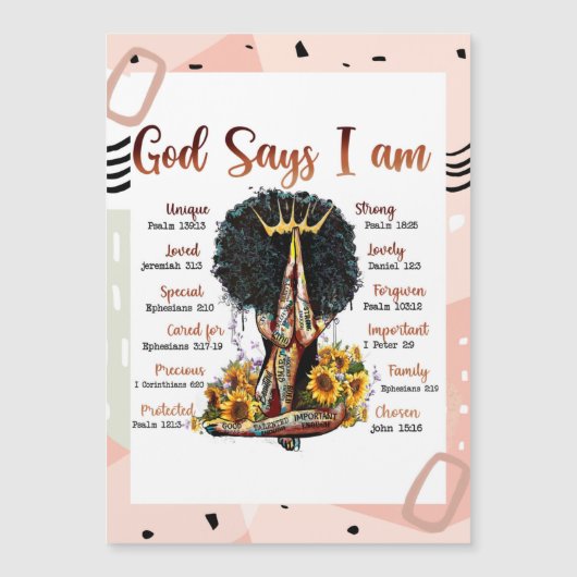 God zegt dat ik zwarte Christelijke vrouwen ben Me Magnetische Uitnodiging (Voorkant)