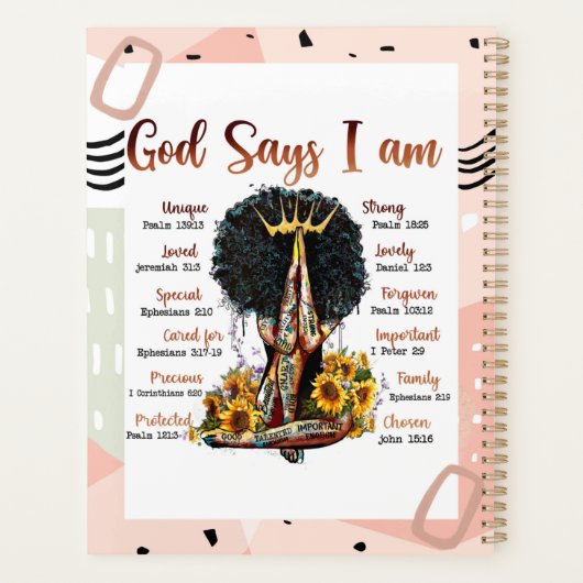 God zegt dat ik zwarte Christelijke vrouwen ben Planner (Achterkant)