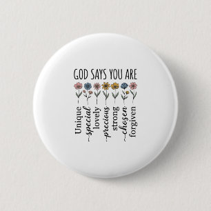 God zegt dat je bloemrijk christelijke vectorontwe ronde button 5,7 cm