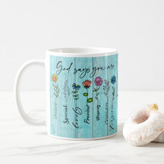 "God zegt dat je..." Christelijk Faith Design Koffiemok (Met donut)