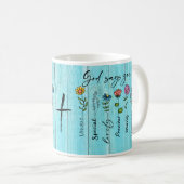 "God zegt dat je..." Christelijk Faith Design Koffiemok (Voorkant rechts)