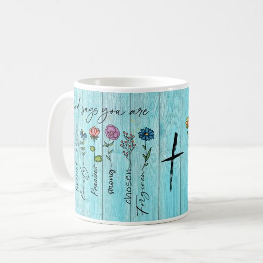 "God zegt dat je..." Christelijk Faith Design Koffiemok (Voorkant links)