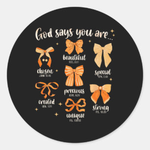 God Zegt Dat Je Christelijke Bijbel Coquette Strik Ronde Sticker