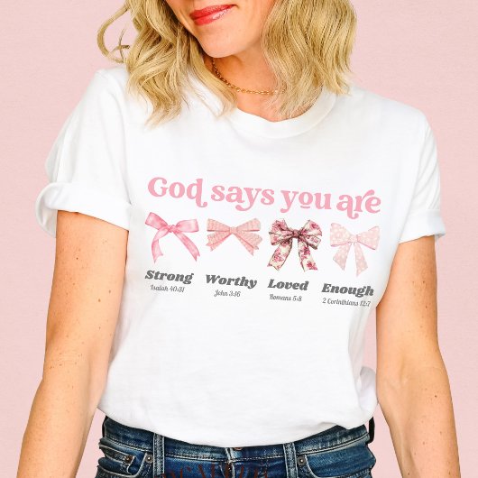 God zegt dat je coquette roze strikken Christelijk T-shirt