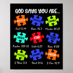 God Zegt Dat Je Een Autisme Bewustzijnspuzzel Bent Poster