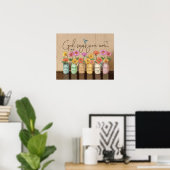 God zegt dat je Gerbera en Hummingbird bent Poster (Thuiskantoor)