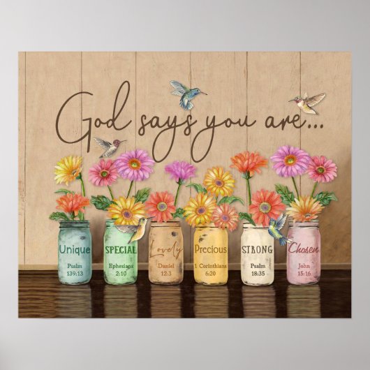 God zegt dat je Gerbera en Hummingbird bent Poster (Voorkant)