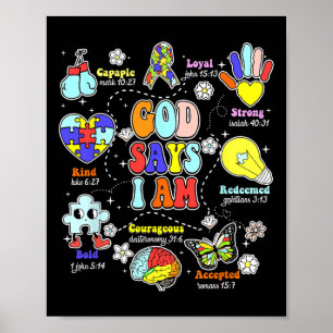 God Zegt Ik Ben Autisme Bewustzijn Wees Aardig Chr Poster