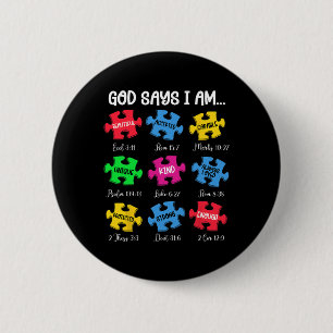 God Zegt Ik Ben Bijbelverzen Christelijk Autisme B Ronde Button 5,7 Cm