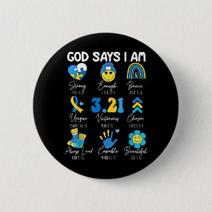 God Zegt Ik Ben Christelijke Bijbelvers Down Syndr Ronde Button 5,7 Cm