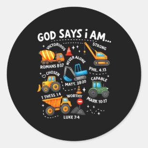 God Zegt Ik Ben Christelijke Bijbelverzen Jongens Ronde Sticker