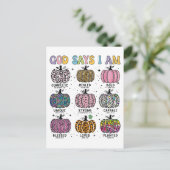 God zegt ik ben herfst herfst oogst vallend blad H Feestdagenkaart (Staand voorkant)