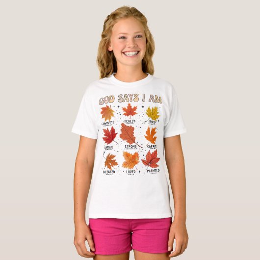 God zegt: Ik ben herfst, oogst Thanksgiving dankba T-shirt (Voorkant volledig)