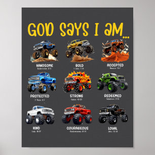 God Zegt Ik Ben Monster Truck Peuter Bijbel Ver Poster