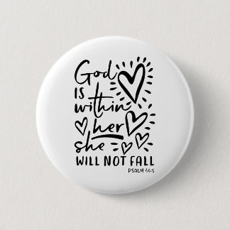 God zit in haar psalm 46:5 ronde button 5,7 cm