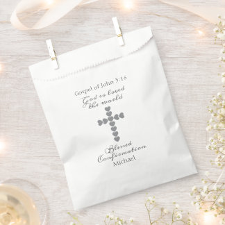 God Zo Loved de Wereld Zilver Hart Kruis Wit Bedankzakje