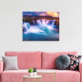 Godafoss Waterfall IJsland Stretched Canvas Print (Insitu (Woonkamer))