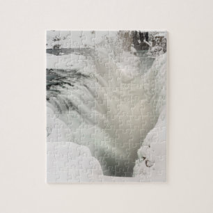 Godafoss waterval, winter, IJsland Legpuzzel