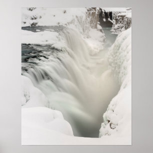 Godafoss waterval, winter, IJsland Poster