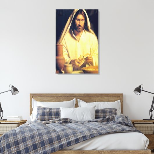 Goddelijk Avondmaal: Brood breken met Jezus Canvas Afdruk (Insitu (Slaapkamer))