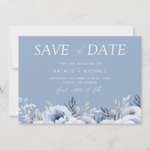 Goddelijk Blauwe Prachtige Bloemige Bruiloft Save The Date