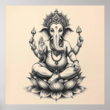 Goddelijke Aanwezigheid: Ganesha Charcoal Art