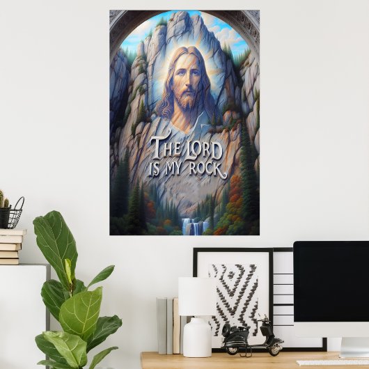 Goddelijke aanwezigheid tussen de bergen poster (Thuiskantoor)