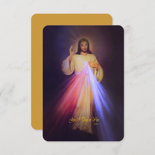 Goddelijke barmhartigheid goud met gebed in de kap informatiekaartje (Voorkant / Achterkant)