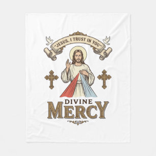 Goddelijke Barmhartigheid Jezus Vintage Gravure Re Fleece Deken