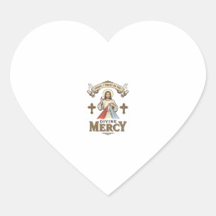 Goddelijke Barmhartigheid Jezus Vintage Gravure Re Hart Sticker