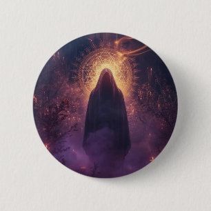Goddelijke Duisternis – De Heilige Halloween Aanwe Ronde Button 5,7 Cm