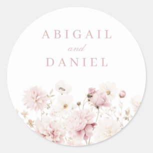 Goddelijke Elegantie: Blush Garden Floral Wedding Ronde Sticker