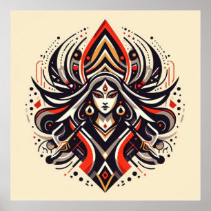 Goddelijke energie - Abstracte Durga Fraoula Poster