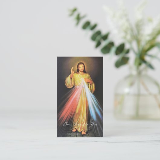 Goddelijke genade van Jesus Chaplet katholieke rel Visitekaartje (Staand voorkant)