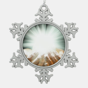 Goddelijke genezing God, vrede, liefde, reiki, ene Tin Sneeuwvlok Ornament