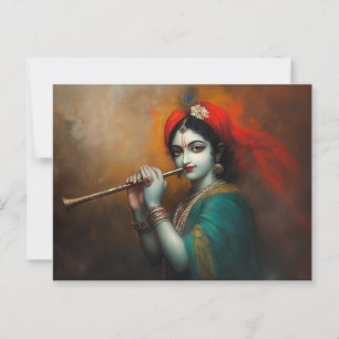 Goddelijke Heer Krishna Barok Antieke Stijl Briefkaart