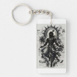 Goddelijke Heer Krishna Donkere Silhouet Grunge Ku Sleutelhanger