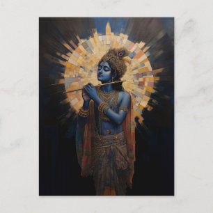 Goddelijke Heer Krishna spelend op de Fluit Art No Briefkaart