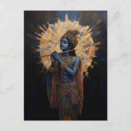 Goddelijke Heer Krishna spelend op de Fluit Art No Briefkaart